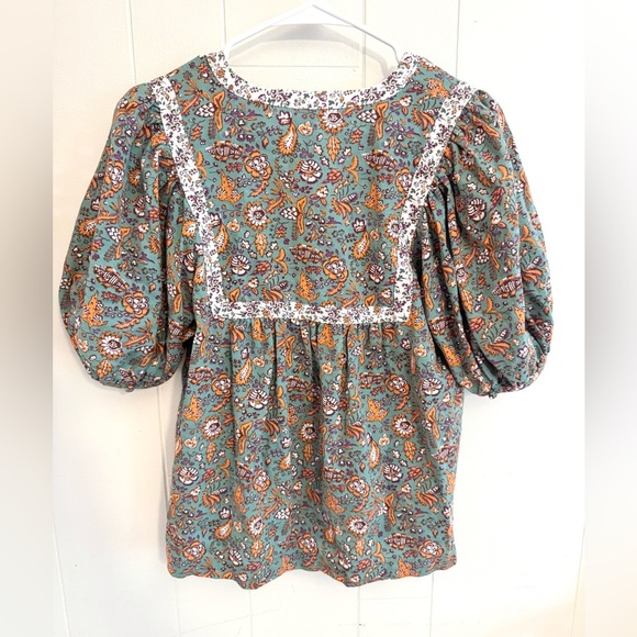 Universal Thread Floral Paisley Women's Blouse Puff Sleeve Cottage Boho Fall XS - Picture 2 of 4